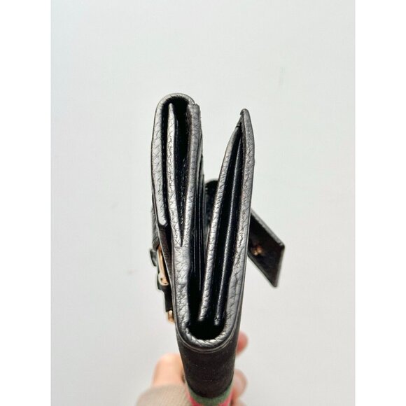 GUCCI 1953 Black Sueded Leather Striped Web Horsebit Continental Flap Wallet - Picture 9 of 16